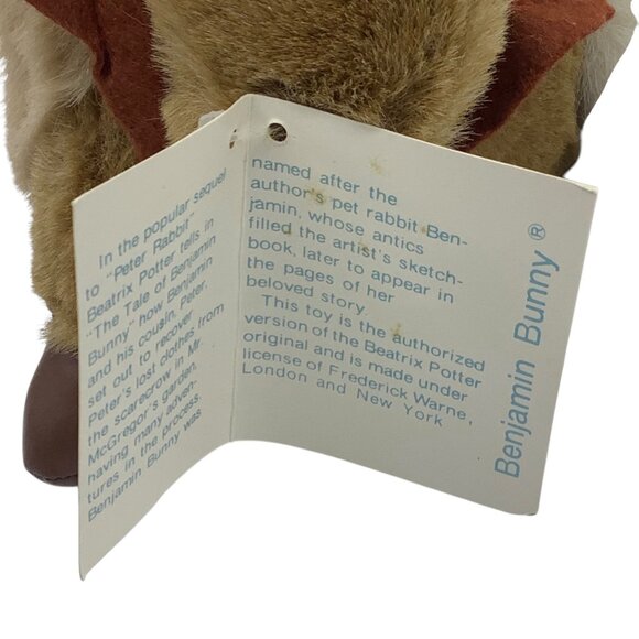 Vtg Benjamin Bunny Plush Toy Eden Toys 1987 9" Beatrix Potter Has TAG - Picture 5 of 9